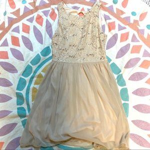 ✨Speechless✨ Champagne Lace & Chiffon Party Dress
